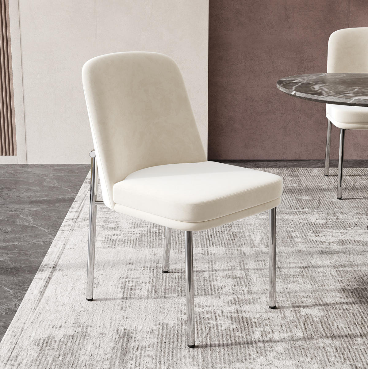 ESSZIMMERSTÜHLE mit gepolsterter Sitzfläche Samt Beige 2er-Set - Beige, Metall (53/82/42.5cm) - Meubliv