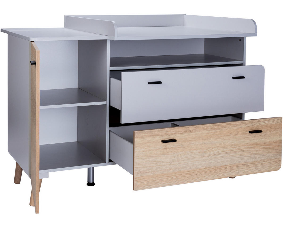 BABYZIMMER Set Lovis 2-teilig - Eichefarben/Hellgrau, Holz/Holzwerkstoff (1/1/1cm) - arthur berndt