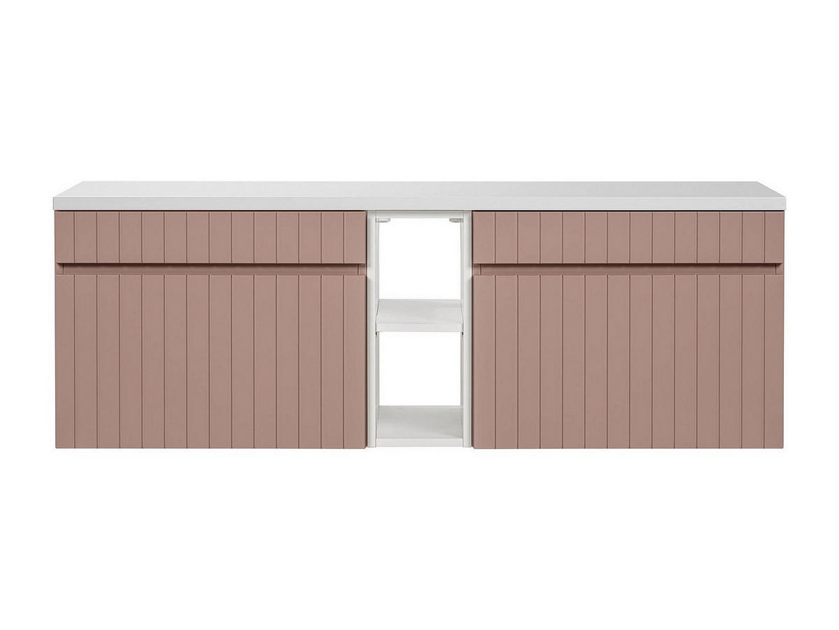 WASCHBECKENUNTERSCHRANK - 140cm x 46cm - MDF - puderrosa, weiß - SATARA - Pink, Holz (140/46/46cm) - Vente-Unique