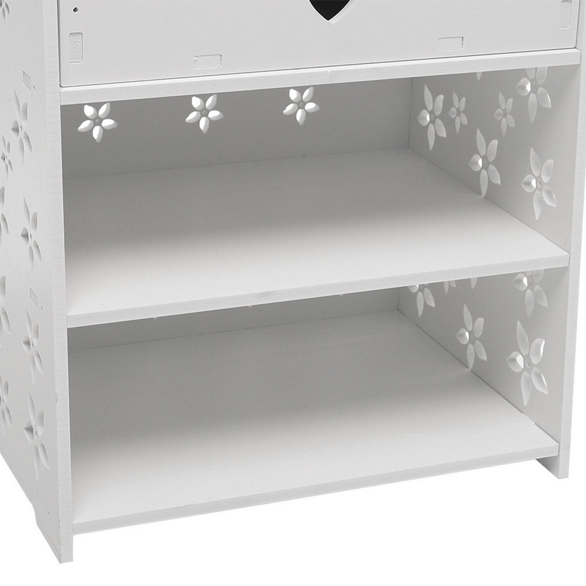 NACHTTISCH 40/30/50 cm Schublade Fächer WPC-Platten Weiß - Weiß, Holzwerkstoff (40/50/30cm) - Livingandhome