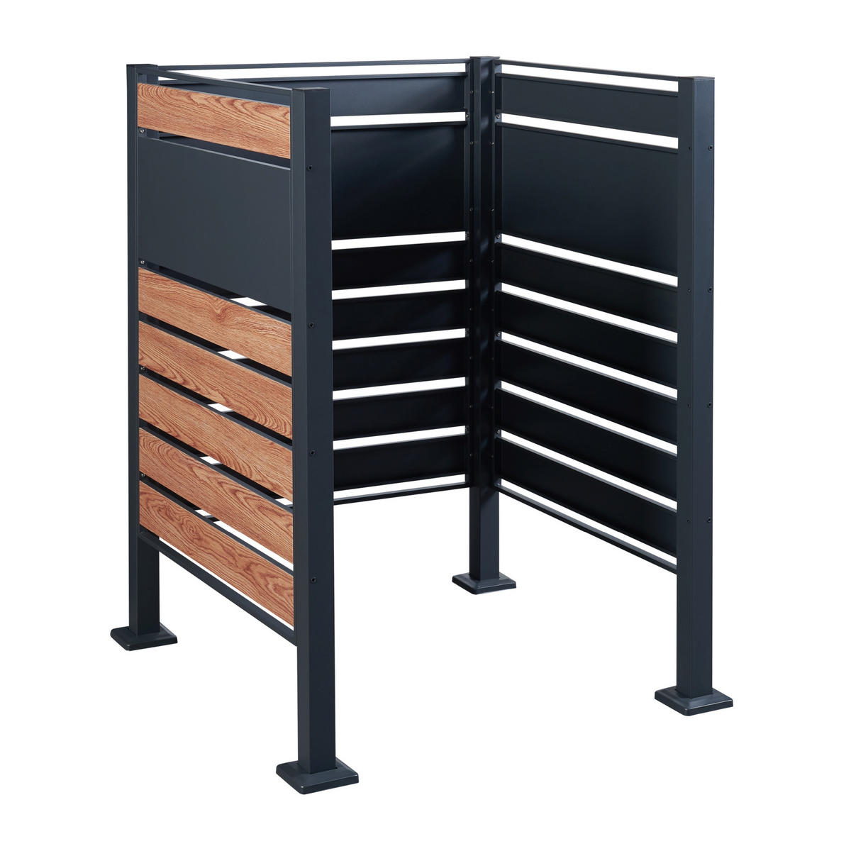 MÜLLTONNENBOX Uusikaupunki - Anthrazit/Braun, Metall (91/120/91cm) - [en.casa]