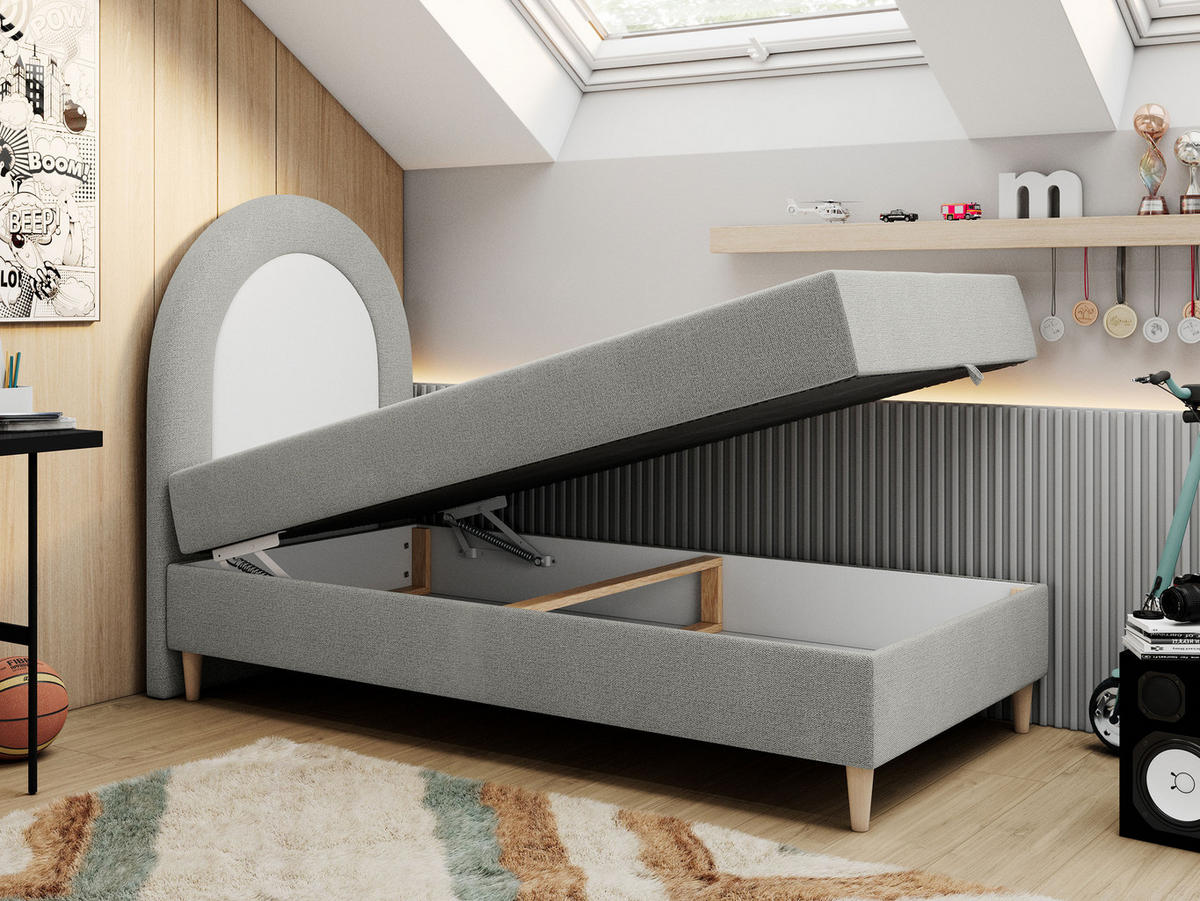 BOXBETT NEST 90/180 Hellgrau Struktur - H3 - Hellgrau, Holz/Textil (90/180cm) - MKS