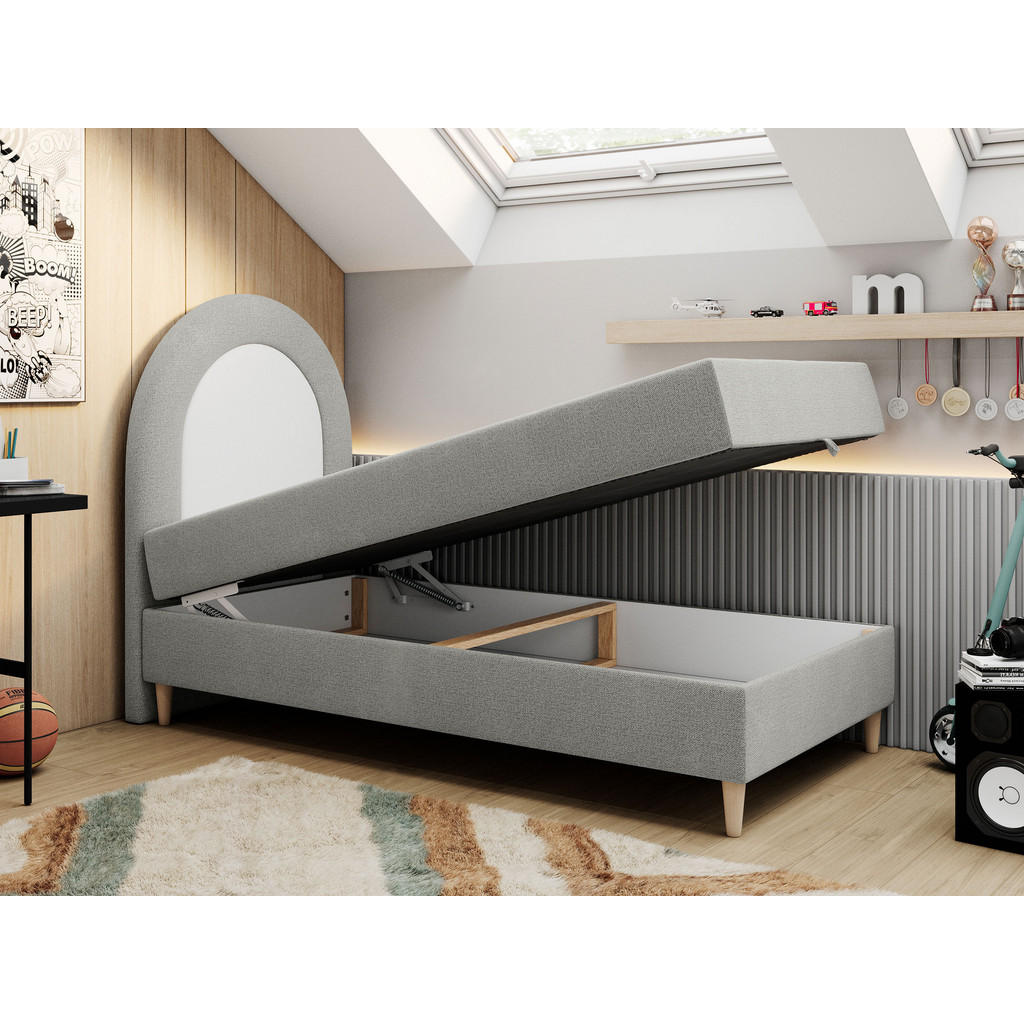 Thumbnail - MKS Boxbett, Hellgrau, Textil, 1-Sitzer, Rechteckig, 90x180 cm, Kinder- & Jugendzimmer, Jugendmöbel, Jugendbetten