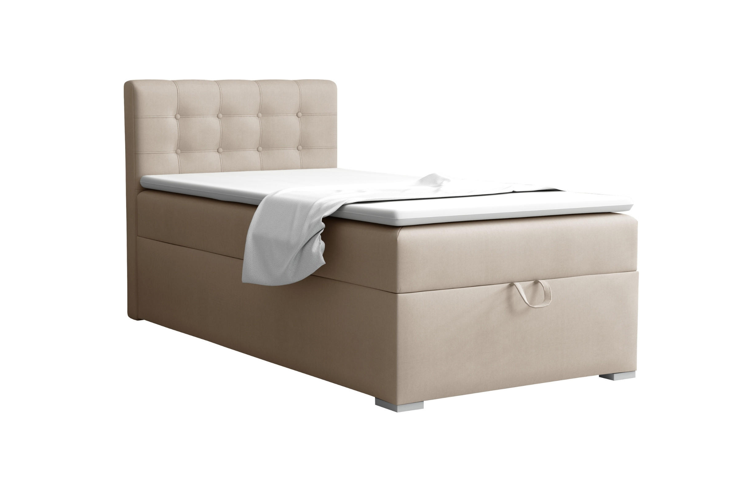 BOXBETT TEEN 3 90/200 Velours Beige H3 - Beige, Holz/Holzwerkstoff (90/200cm) - Deine Möbel 24