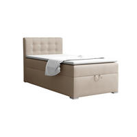 BOXBETT TEEN 3 90/200 Velours Beige H4 - Beige, Holz/Holzwerkstoff (90/200cm) - Deine Möbel 24