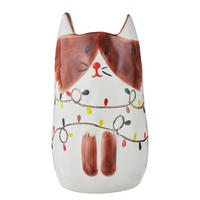 VASE Pablo Katze mit Lichterkette - Weiß/Braun, Stein (20cm) - Butlers
