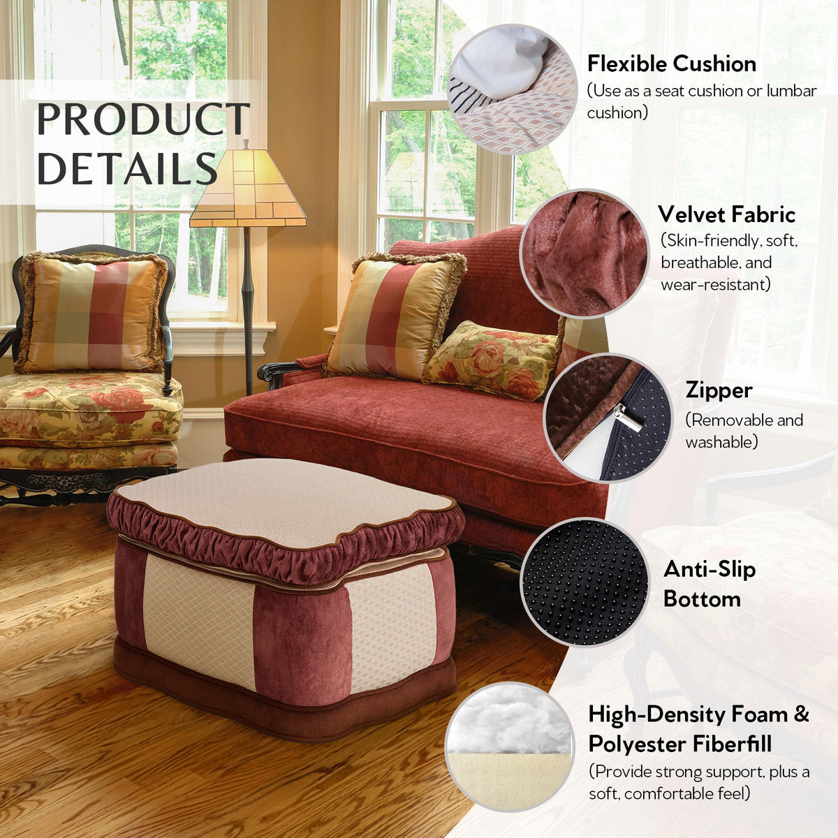 POUF Hocker, Rosa - Pink, Textil (69/40/69cm) - Vercart