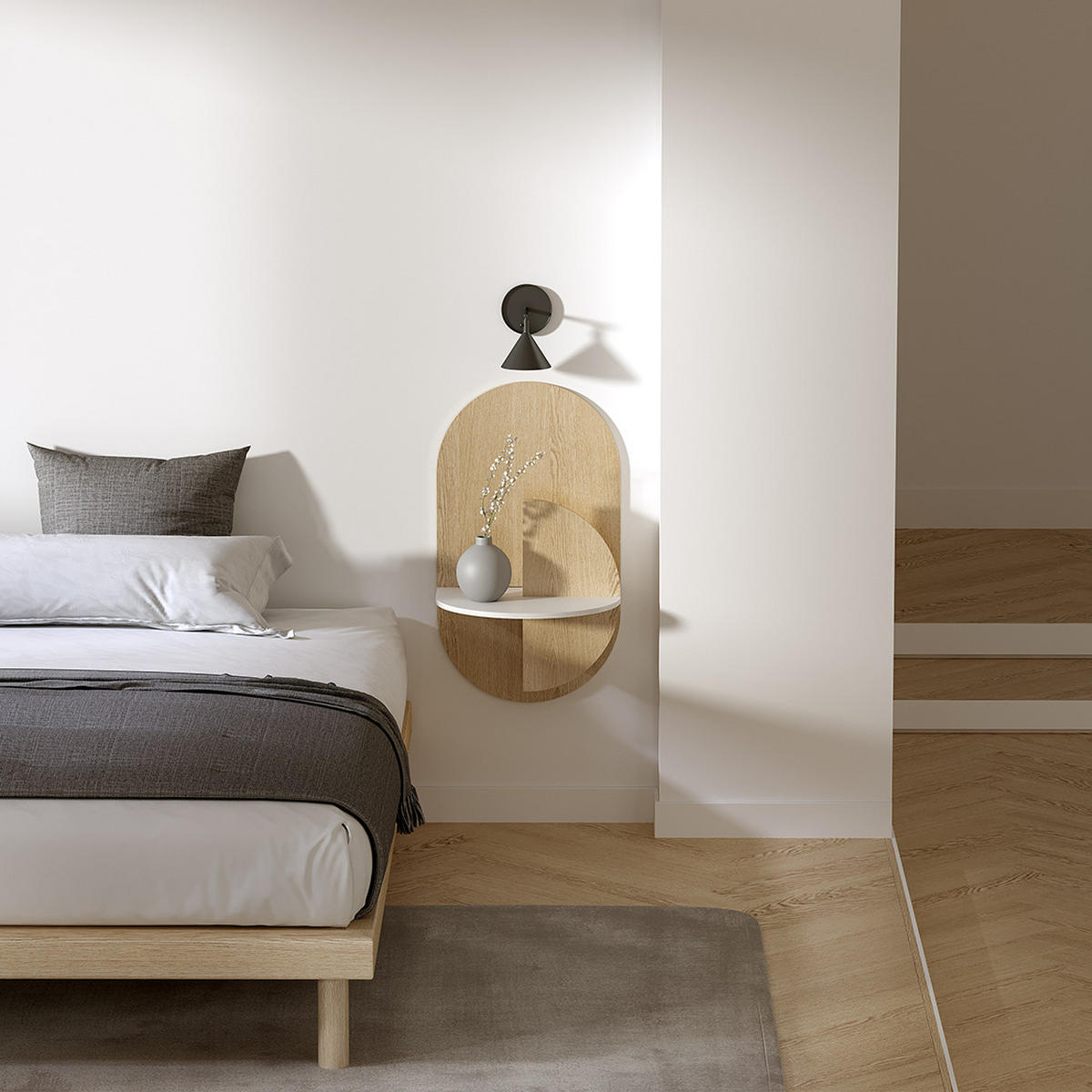 NACHTTISCH SLIM ALBA mit versteckter Aufbewahrung - Walnussfarben/Schwarz, Holz (35/62/28.5cm) - Woodendot