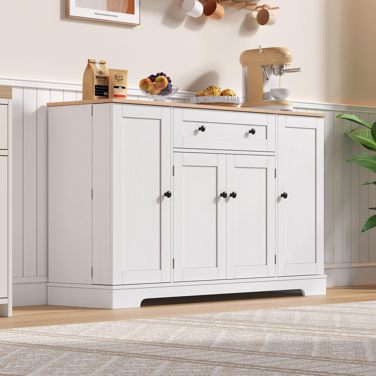 SIDEBOARD 138x40x85 cm, Schublade, Regale, Weiß - Weiß, Holz (138/85/40cm)