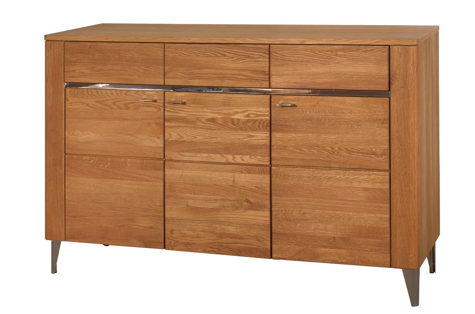 KOMMODE Latina Honig Eiche 155 / 42 / 91cm - Honigeiche/Braun, Holz/Metall (155/91/42cm) - Feldmann-Wohnen