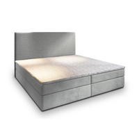 BOXBETT GIARRO 180x200 cm mit Matratze und Topper - Hellgrau - Hellgrau, Holz (180/200cm) - MASSENO