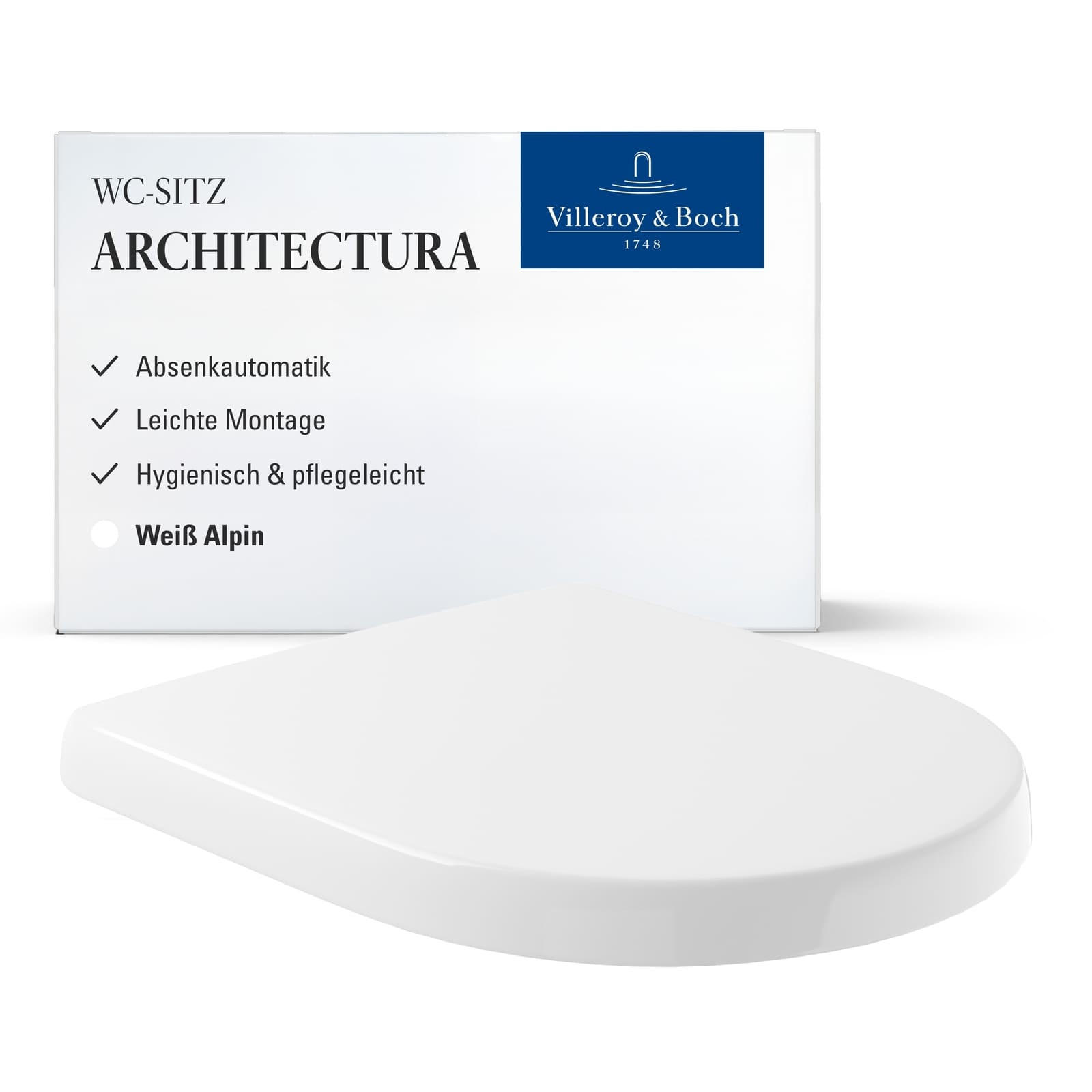 WC-SITZ Architectura weiß 445 x 374 x 59 mm - Weiß, Kunststoff (36.8/4.9/43.8cm) - Villeroy & Boch