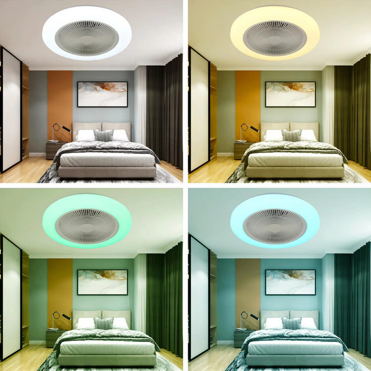 LED-DECKENVENTILATORLAMPE 50/12 cm - Schwarz, Kunststoff (50/50/12cm) - Coonoor