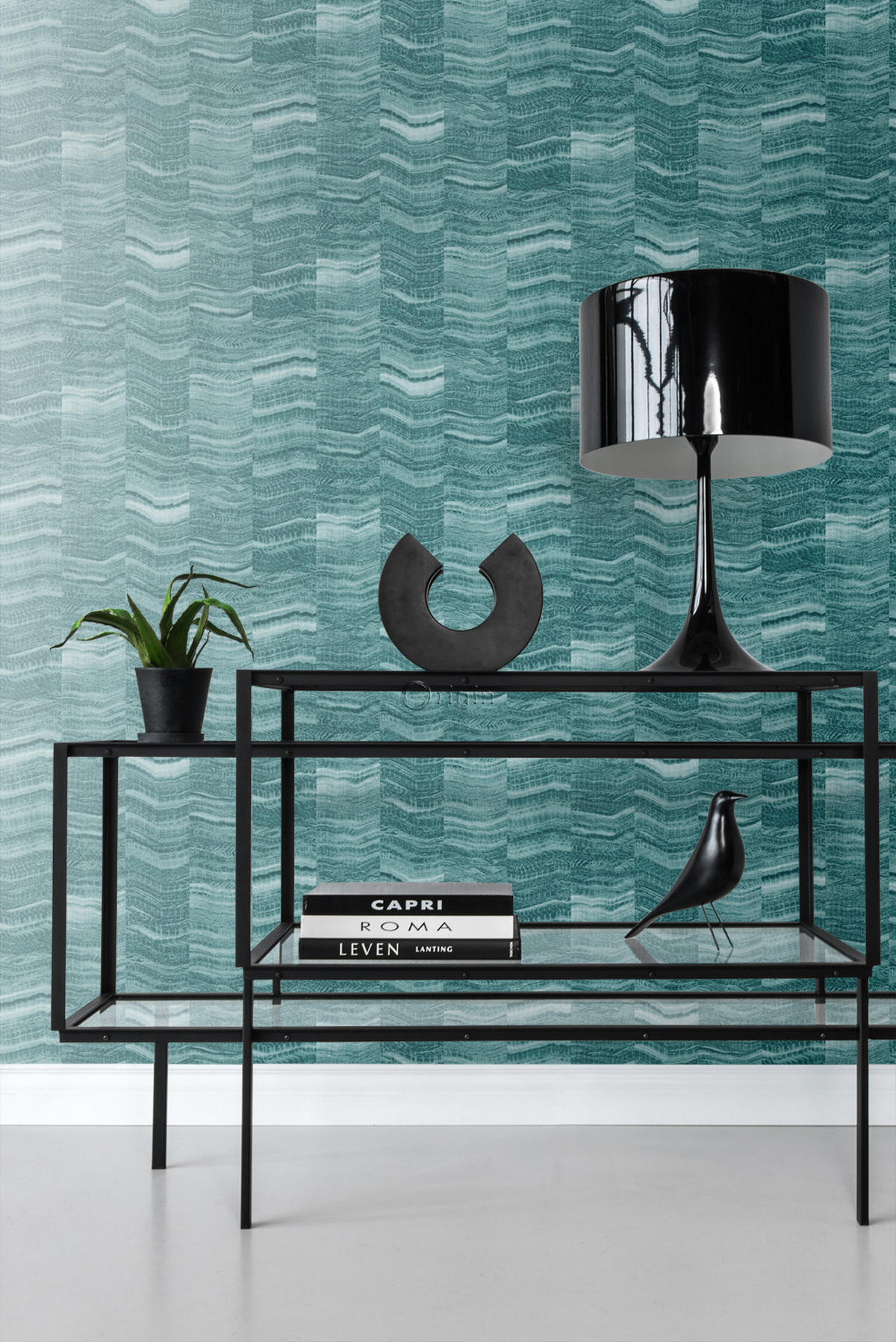 TAPETE Zick-Zack-Mamorstreifen 53 cm x 10.05 m - Türkis, Papier (53/1000cm) - Origin Wallcoverings