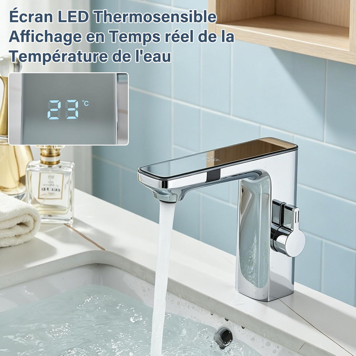 WASCHTISCHARMATUR Touchsensor LED Temperaturanzeige Silber - Silberfarben, Metall (18/15.5/4.5cm) - Kaket