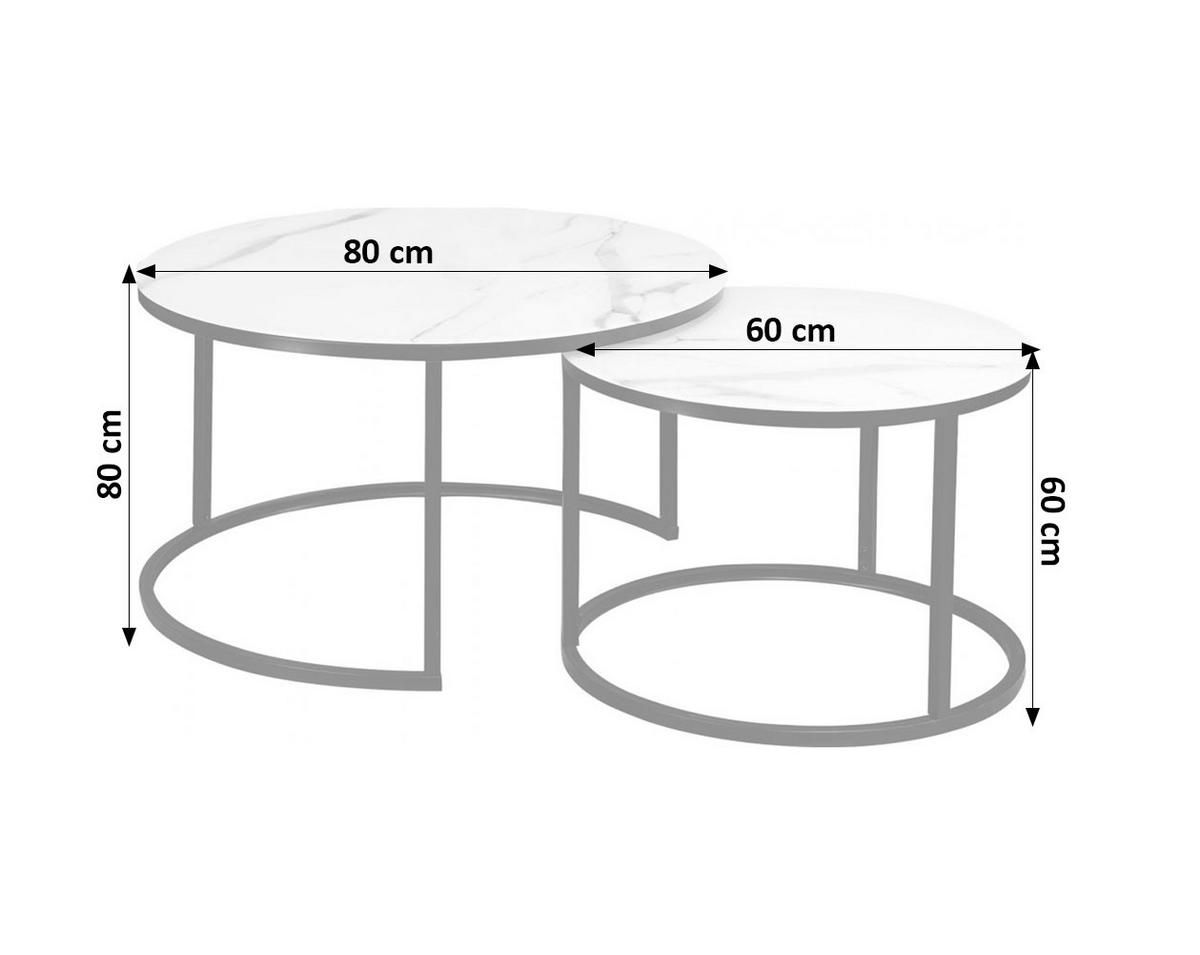 COUCHTISCH 2ER SET weiß / schwarz 80 / 80 /45cm - Schwarz/Weiß, Glas/Holz (80/80/45cm) - Feldmann-Wohnen