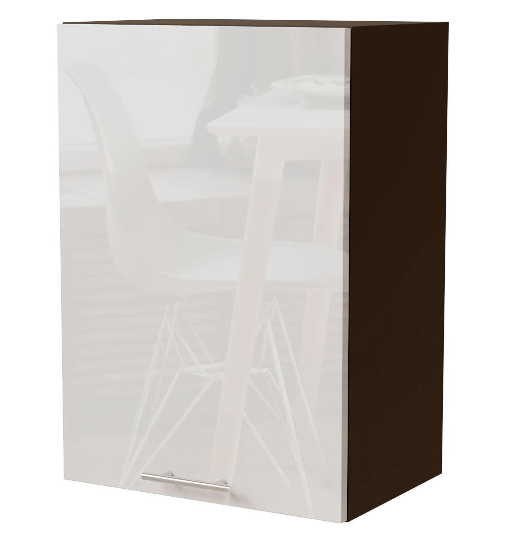 Feldmann-Wohnen Küchenhängeschrank Weiß Hochglanz, Dunkelgrau 50x72x32.5 cm