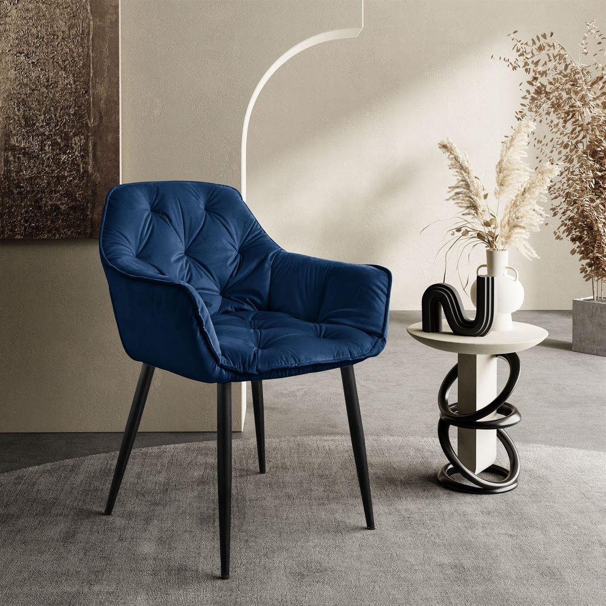 ARMLEHNENSTUHL TOKIO - Blau/Schwarz, Textil (60/96/46cm) - Lookway