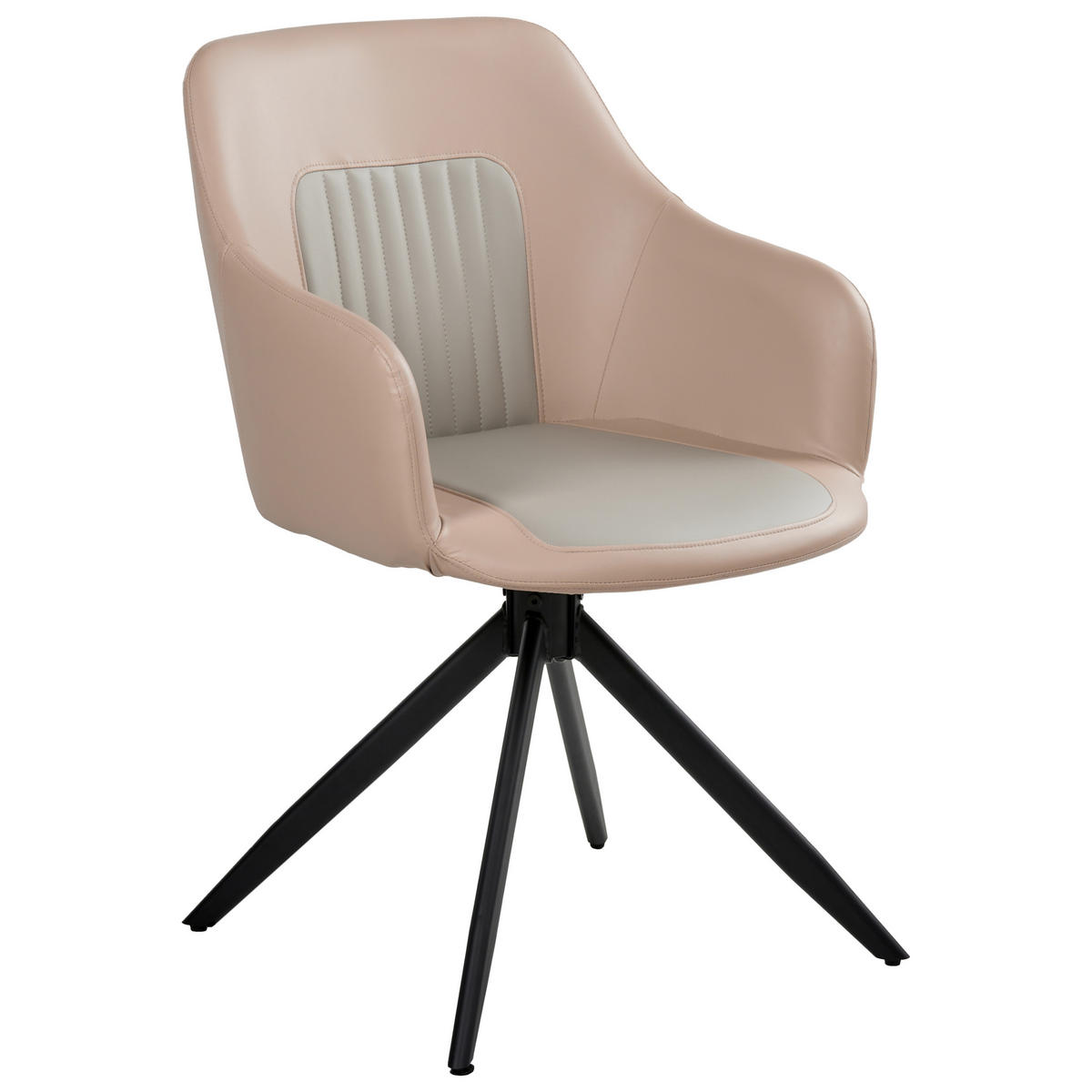 ESSZIMMERSTUHL 2er-Set drehbar Kunstleder Sandbeige Likely - Sandfarben, Kunststoff (56/85/71cm) - Beliani