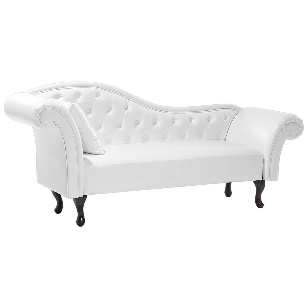 CHAISELONGUE Kunstleder weiß linksseitig Lattes - Schwarz/Weiß, Kunststoff (188/87/59cm) - Beliani