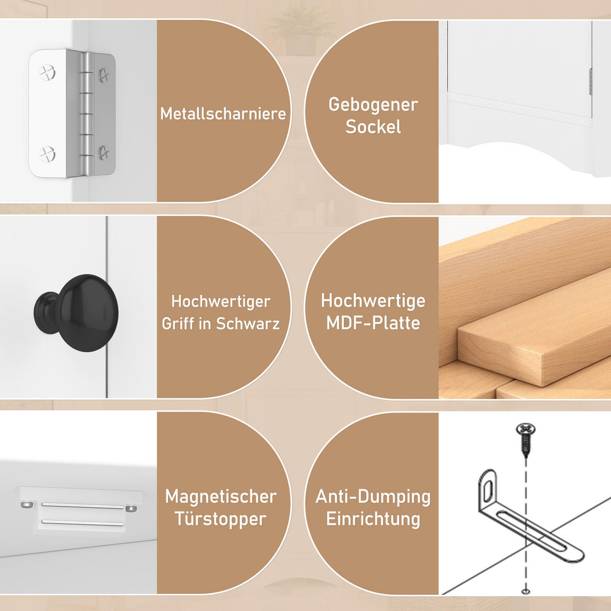 BADEZIMMERSCHRANK 51.7x32x155.4cm in Weiß, feuchtigkeitsbeständig mit 2 Türen - Weiß, Holzwerkstoff (32/155.4/51.7cm) - Modfu