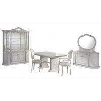 SPEISEZIMMER VENUS in Weiß/Silber 8-tlg. - Weiß Hochglanz/Silberfarben, Glas/Holz (230/217/105cm) - Interdesign24