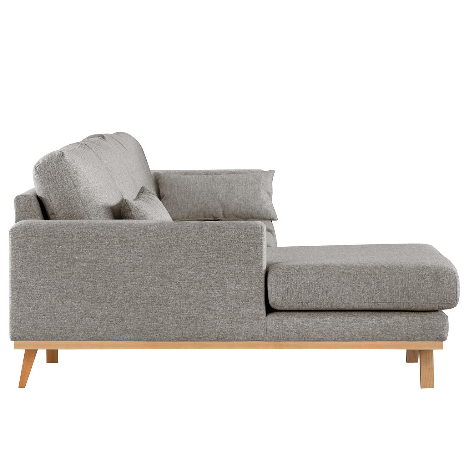 ECKSOFA mit Longchair - Graubraun/Buchefarben, Textil (281/153cm) - home24