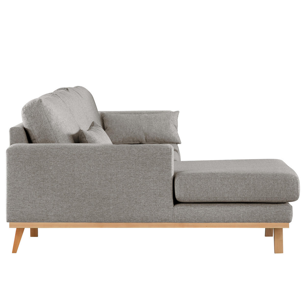 ECKSOFA mit Longchair - Graubraun/Buchefarben, Textil (281/153cm) - home24