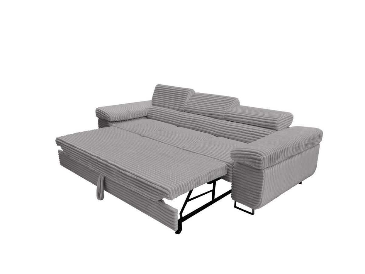 GUSTAW Sitzgarnitur 3+2+1, Schlafsofa 3-Sitzer, Cordbezug Hellgrau - Hellgrau, Textil (225/92/101cm) - KS Home Concept