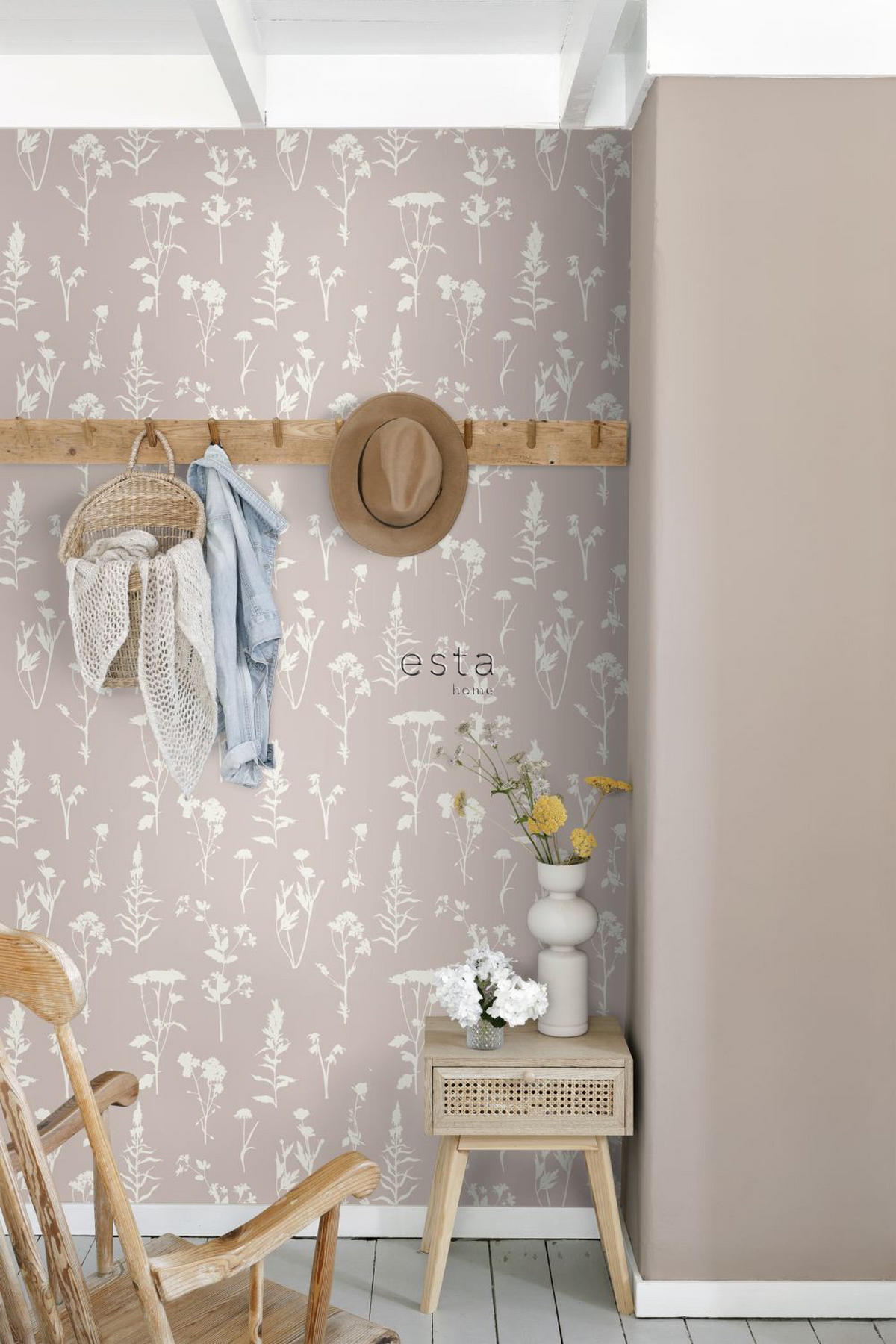 TAPETE Feldblumen 53 cm x 10.05 m - Pink, Papier (53/1000cm) - ESTAhome