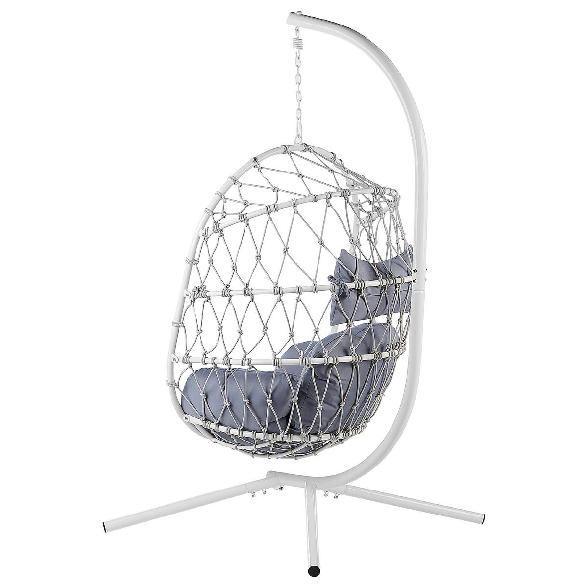 HÄNGESESSEL mit Gestell Flechtseil weiß 100/108 cm Adria - Weiß, Textil (108/190/100cm) - Beliani