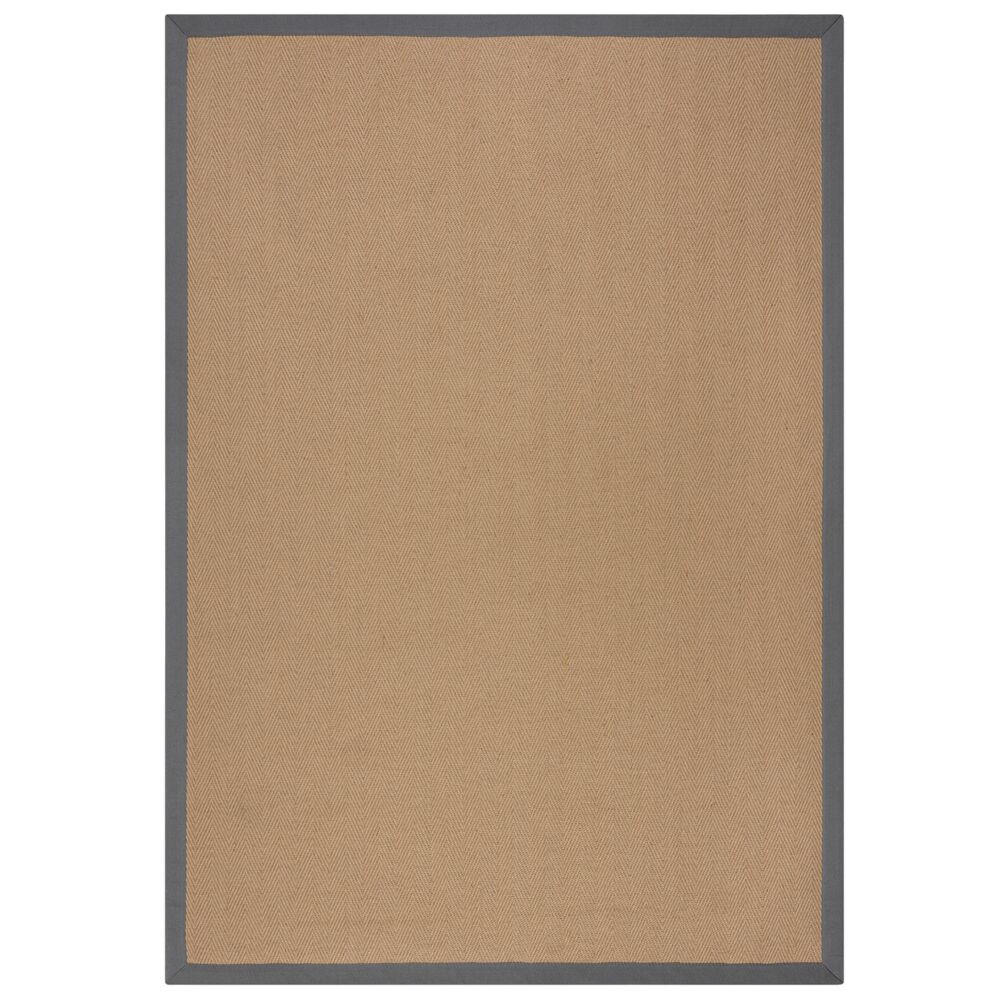 TEPPICH Jute mit Bordüre, Geometrisch-Design TRENT KIRA, Grau 120x170 cm - Naturfarben/Grau, Textil (120/170cm) - KADIMA DESIGN