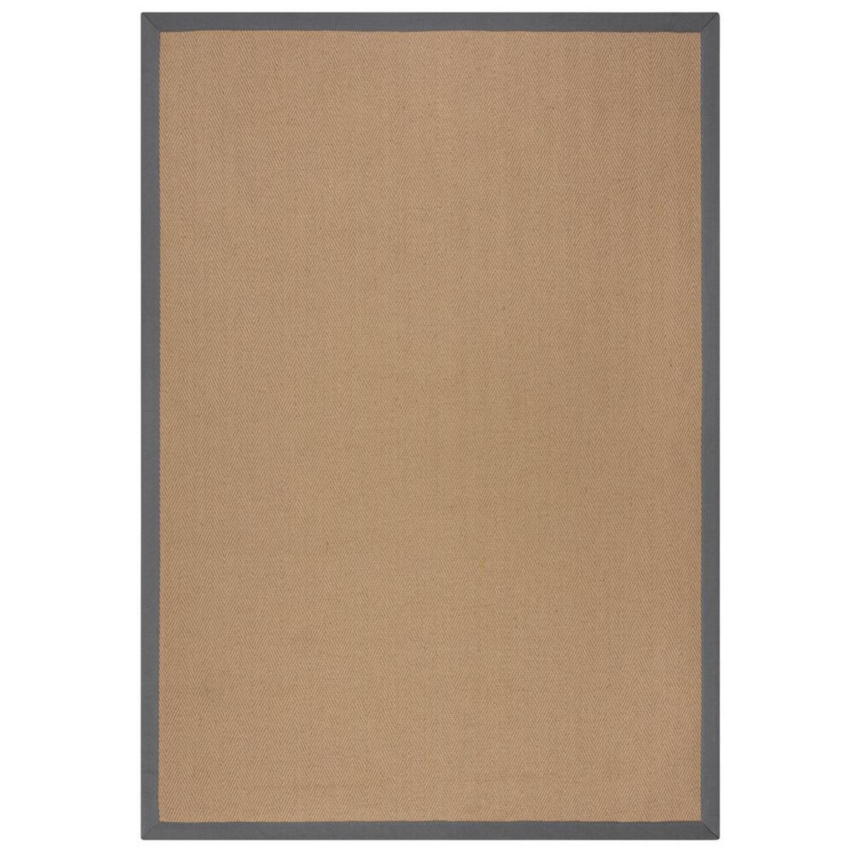 TEPPICH Jute mit Bordüre, Geometrisch-Design TRENT KIRA, Grau 120x170 cm - Naturfarben/Grau, Textil (120/170cm) - KADIMA DESIGN