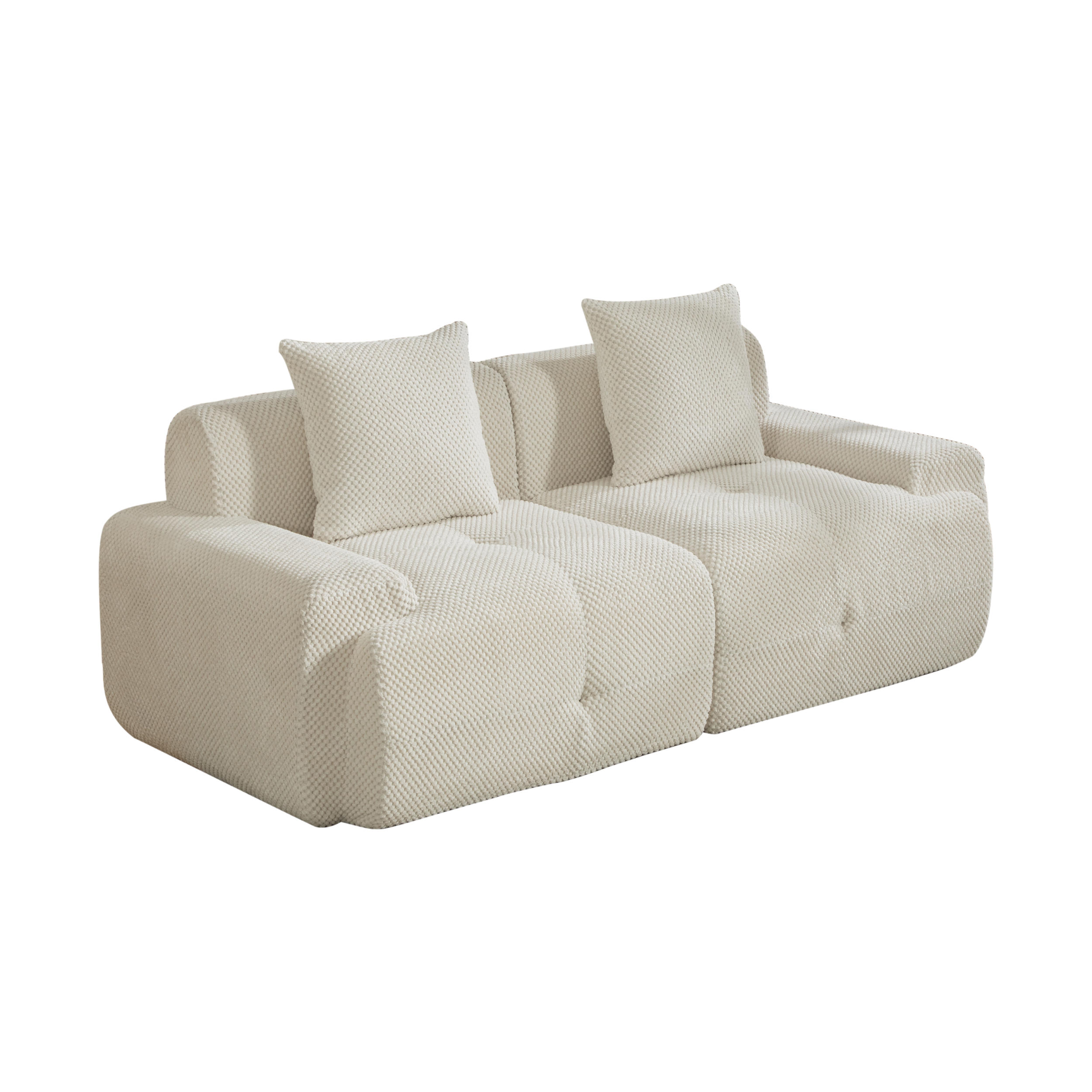 2-SITZER-SOFA DE-35102 mit Chenille-Bezug Beige - Beige, Textil (89/75/190cm) - ComfortXL