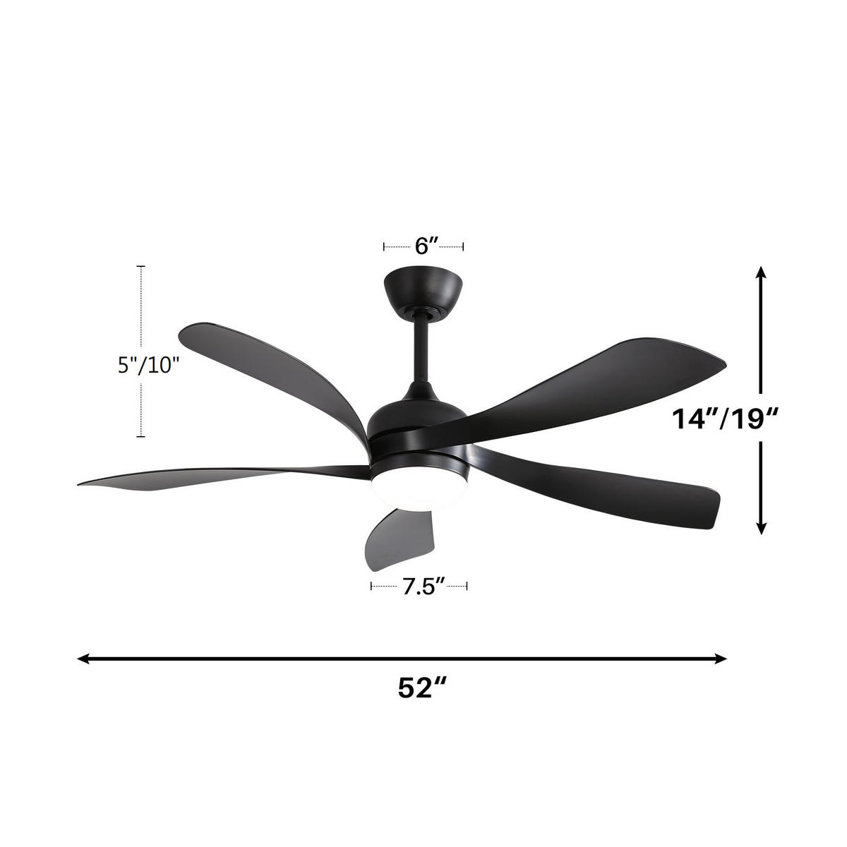DECKENVENTILATOR DE-16186 132 cm mit 3 dimmbaren Lichtfarben - Schwarz, Kunststoff (131/131/35cm) - ComfortXL