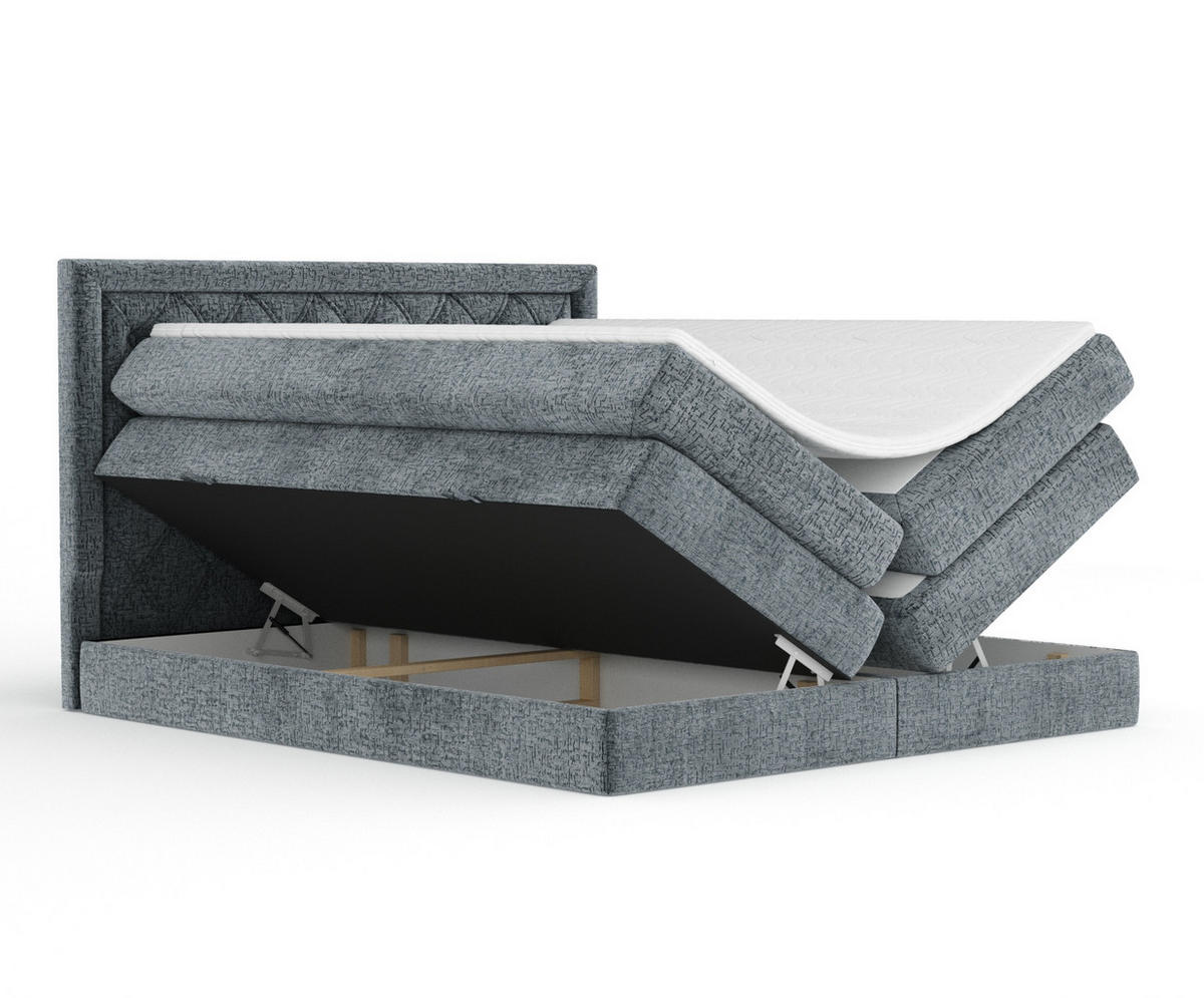 BOXSPRINGBETT Aurelia Blau Grau 140/200 cm - Blaugrau/Schwarz, Holz/Holzwerkstoff (140/200cm) - Maison de Reve