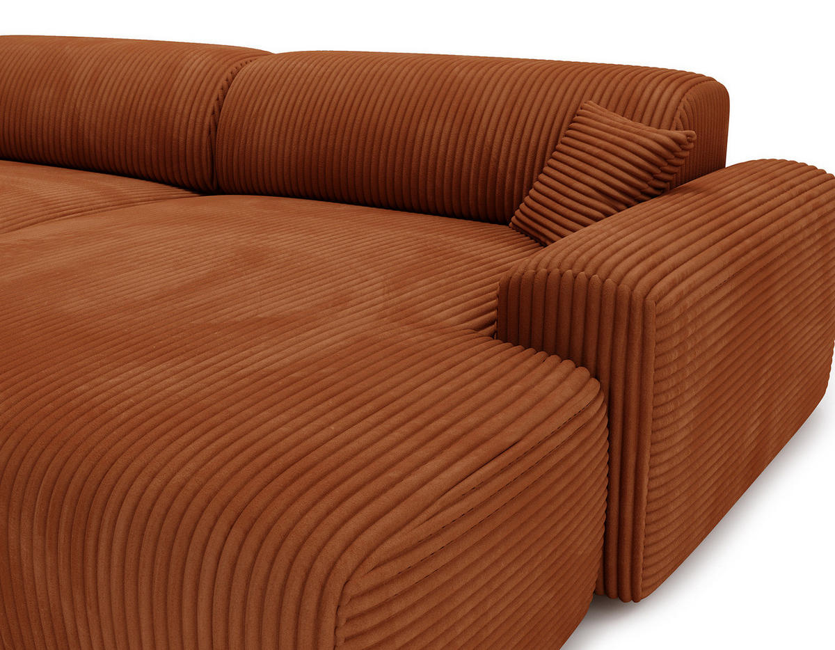 ECKSOFA mit Longchair - Cord - Schwarz/Braun, Kunststoff/Textil (284/178cm) - home24