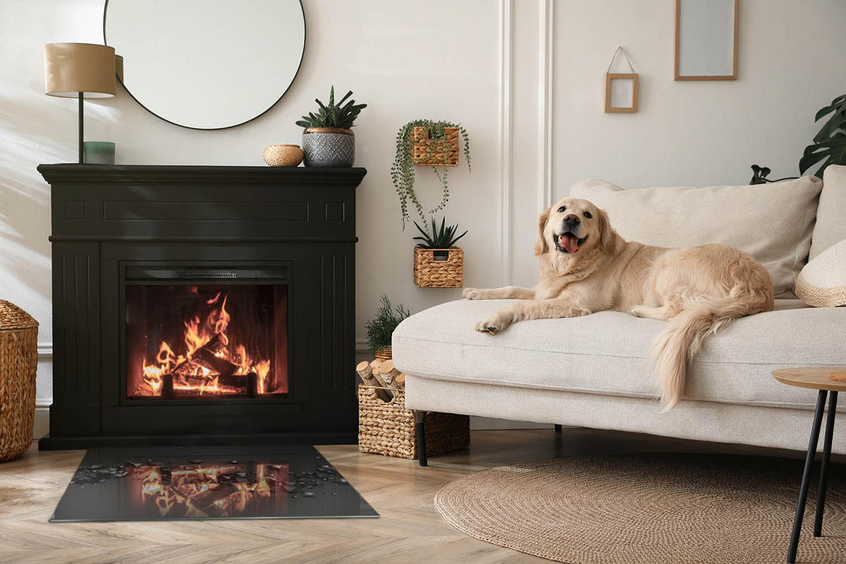 GLASPLATTE für Kamin 80x60 cm Schwarz - Schwarz, Glas (80/60/0.4cm) - ArtPrintCave