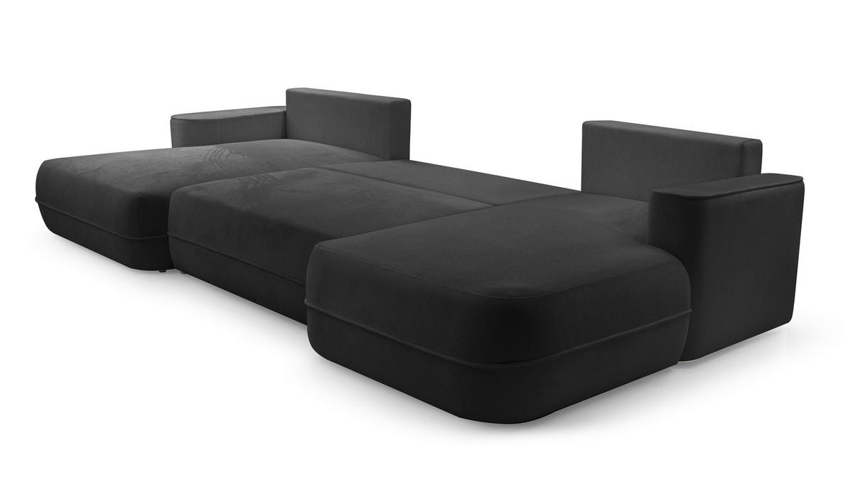 WOHNLANDSCHAFT Peoni Schwarz 364/168/87 cm mit Schlaffunktion - Schwarz, Kunststoff/Textil (364/87/168cm) - AX Living