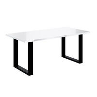 ESSTISCH 160x90x75 cm - Weiß Hochglanz / Schwarz - KLYN U - Weiß Hochglanz, Holzwerkstoff (160/90/75cm) - ALTDECOR