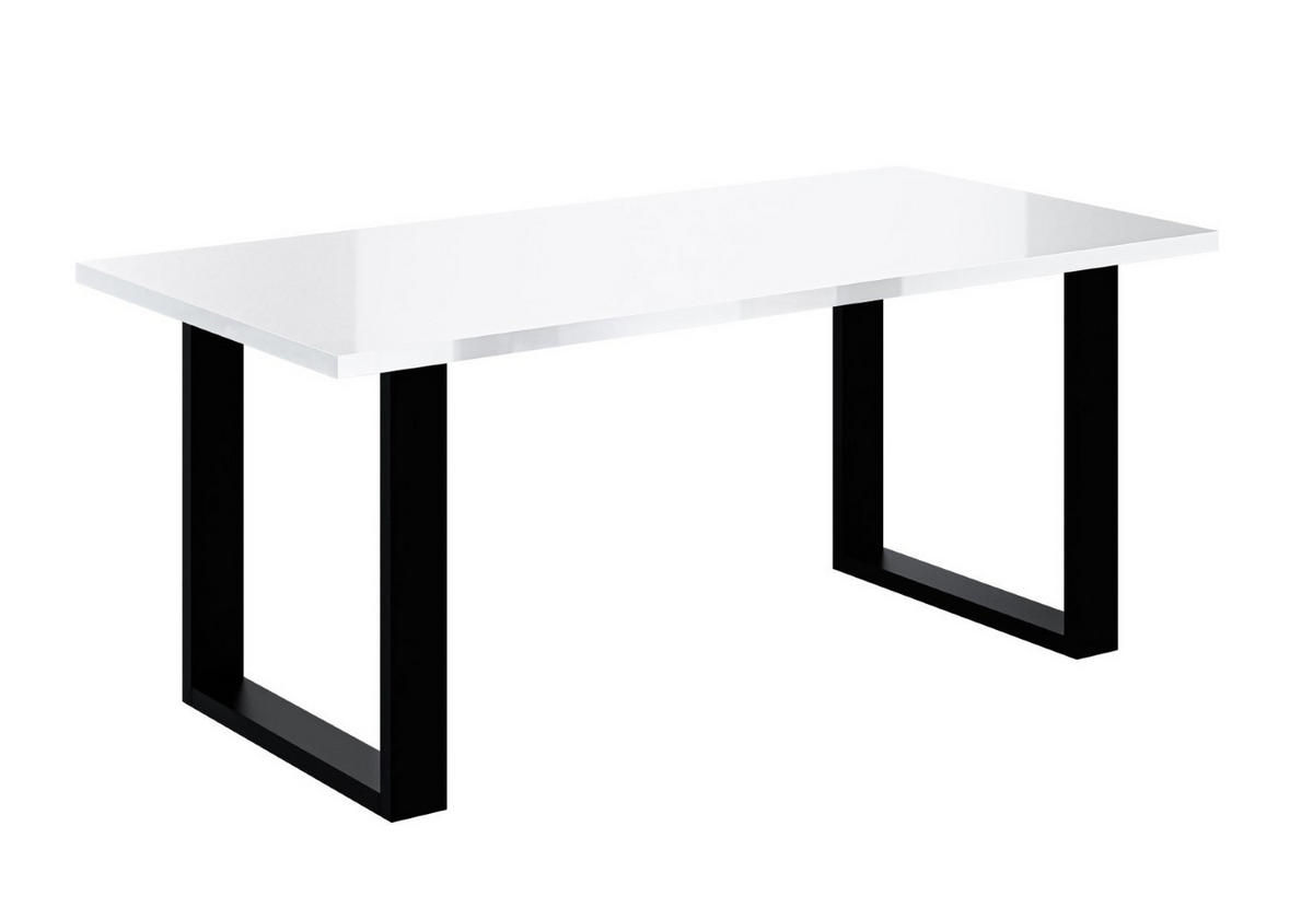 ESSTISCH 160x90x75 cm - Weiß Hochglanz / Schwarz - KLYN U - Weiß Hochglanz, Holzwerkstoff (160/90/75cm) - ALTDECOR