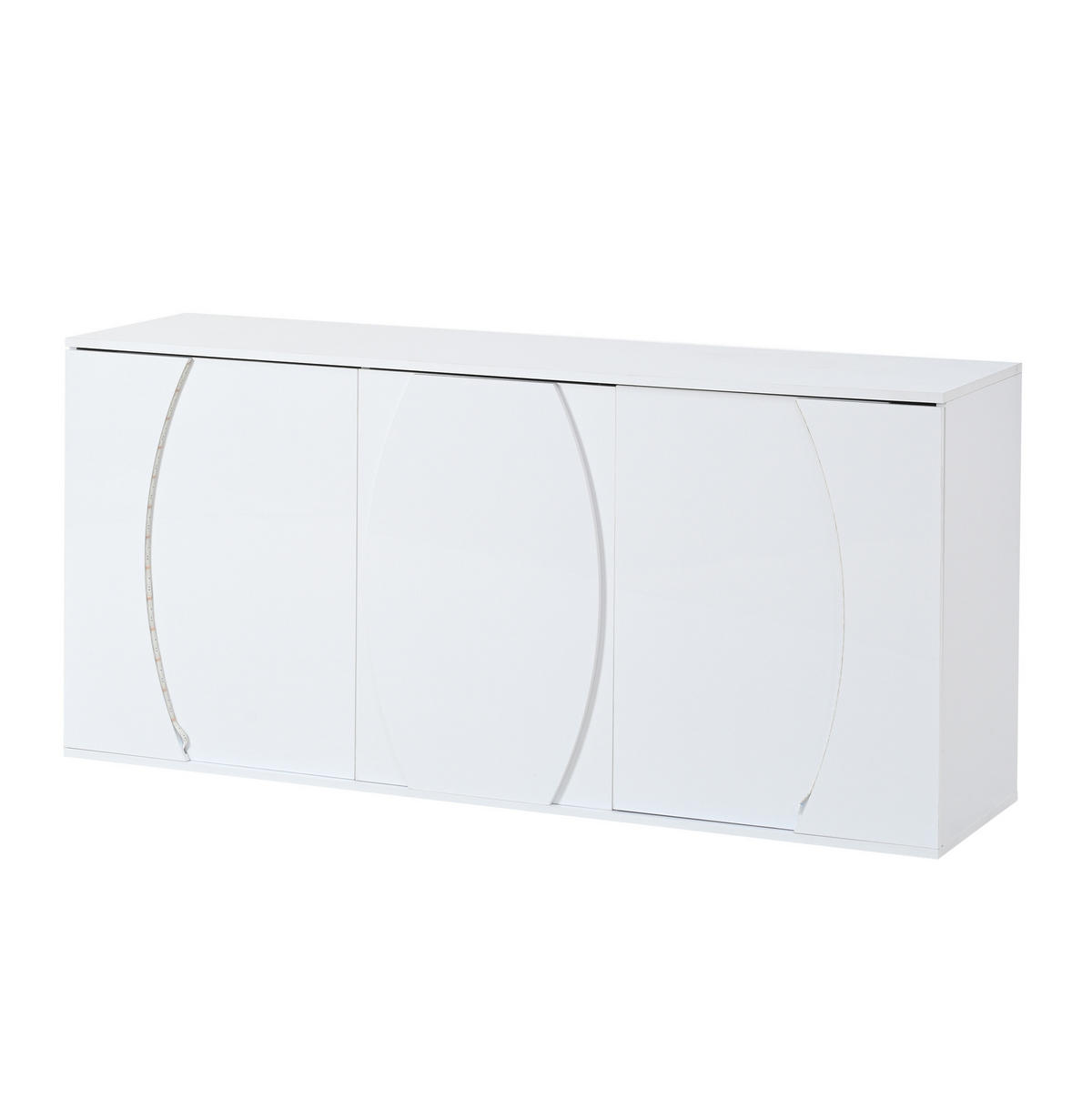 SIDEBOARD aus Spanplatte 150x40x70 cm Weiß mit LED-Beleuchtung und 3 Türen - Weiß, Holzwerkstoff (150/70/40cm) - IVMEU