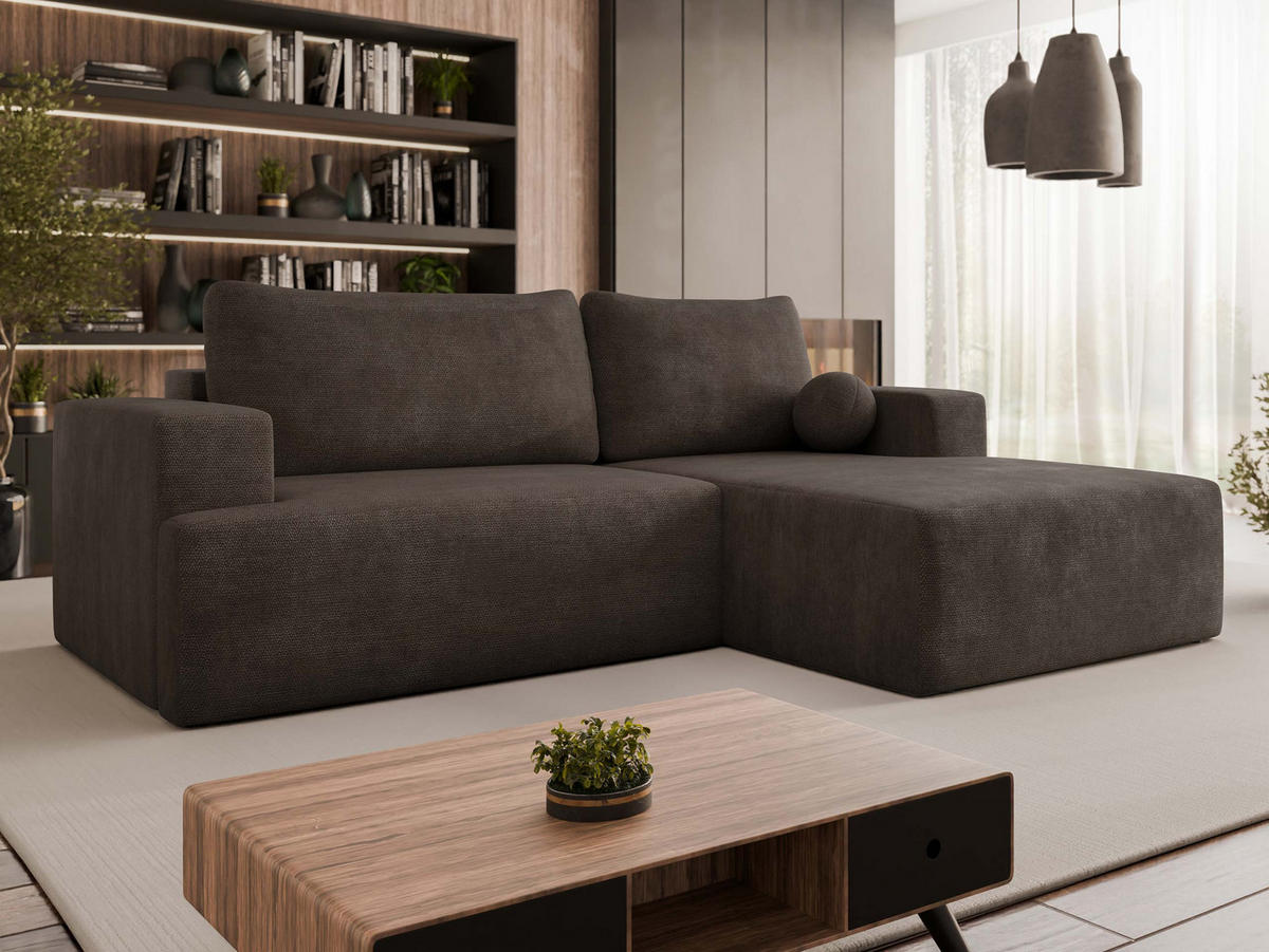 ECKSOFA Mivo, Seite: Rechts - Wengefarben/Schwarz, Holz/Kunststoff (266/163cm) - MIRJAN24