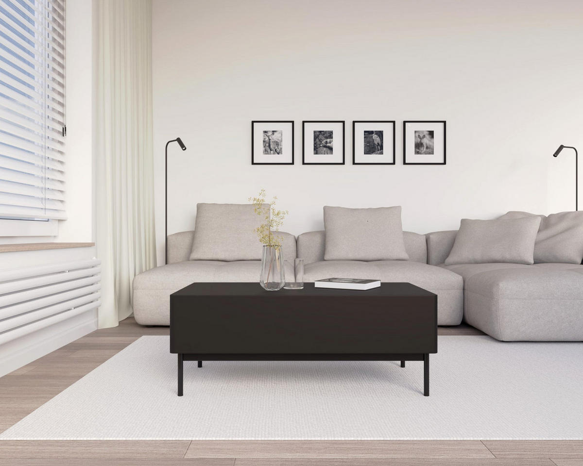 KONFERENČNÍ stolek Olio Černý se dvěma výklopnými dvířky 100 x 53 cm - černá, kov/kompozitní dřevo (53.2/100/40.2cm) - Selsey