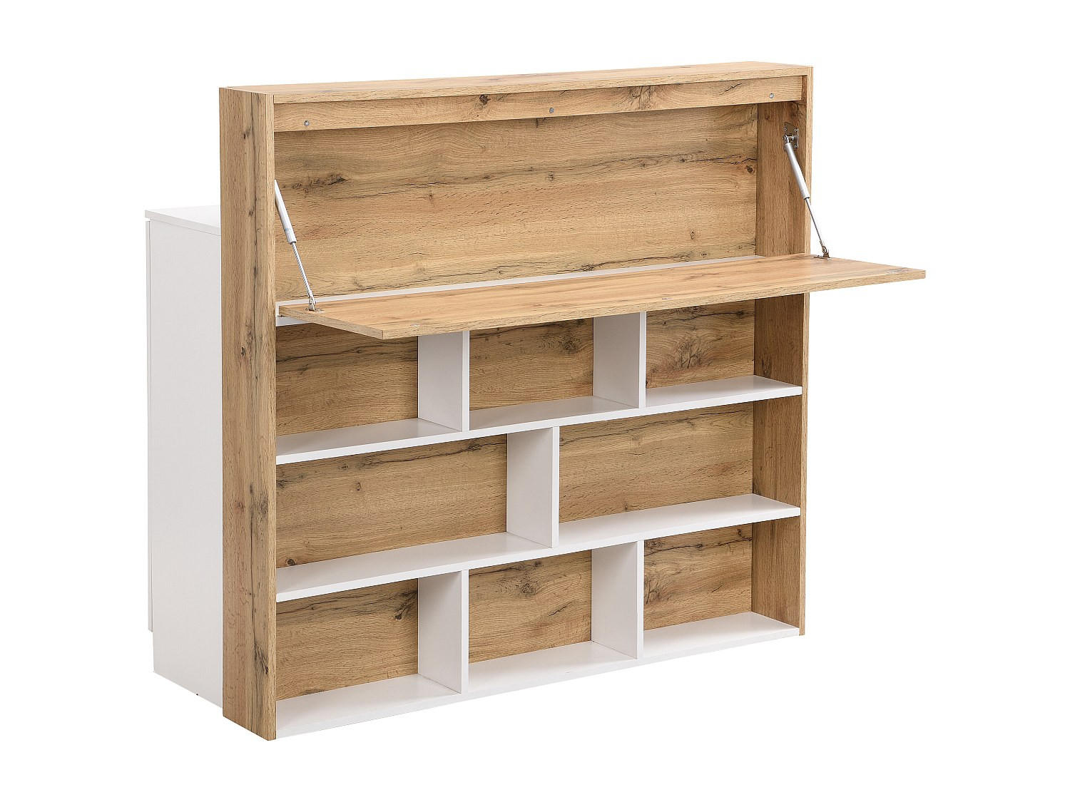 BARMÖBEL mit 2 Türen & 1 Schublade - MDF - Weiß & Holzfarben - LAMONIA - Naturfarben, Holz (50/115/120cm) - Vente-Unique