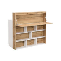 BARMÖBEL mit 2 Türen & 1 Schublade - MDF - Weiß & Holzfarben - LAMONIA - Naturfarben, Holz (120/115/50cm) - Vente-Unique