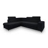 ECKSOFA ALVORO L-S Schwarz Boucle-Stoff mit Schlaffunktion - Schwarz, Holz (253/190cm) - MASSENO