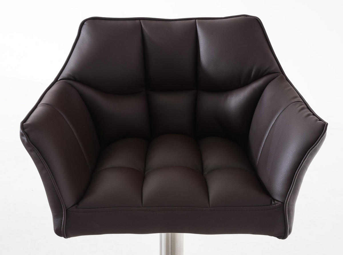 BARHOCKER 2er Set Sihar Kunstleder Braun Silber - Braun, Leder/Metall (64/88/45cm) - DELUKE