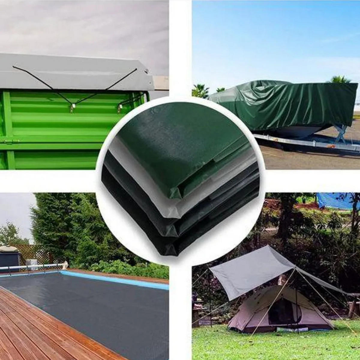 ABDECKPLANE 2x4m, 180g/m², Wasserdicht, Gewebeplane, Schutzplane, Plane mit Ösen, Gartenplane, Bauplane, LKW Plane, Abdeckfolie, Outdoor Plane - Grün, Kunststoff (200/0.2/400cm) - JUNG