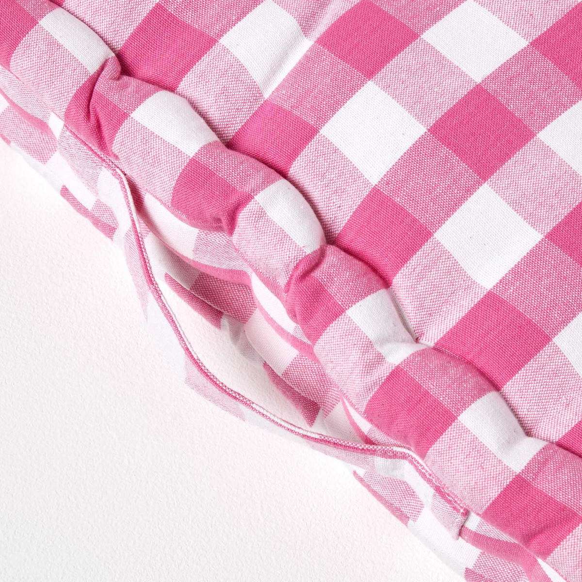 SITZKISSEN pink-weiß kariert 40/40/8 cm - Pink, Textil (40/40/8cm) - Homescapes